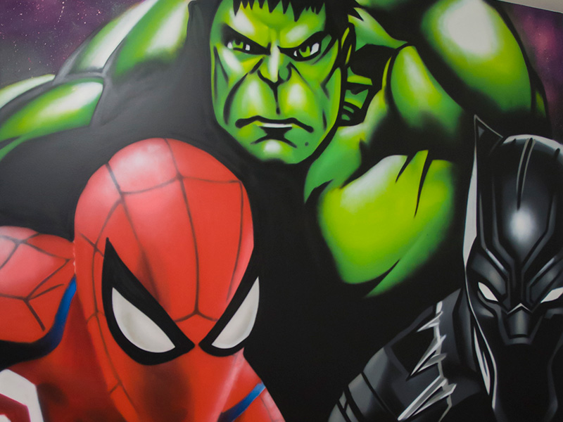 fresque chambre Marvel