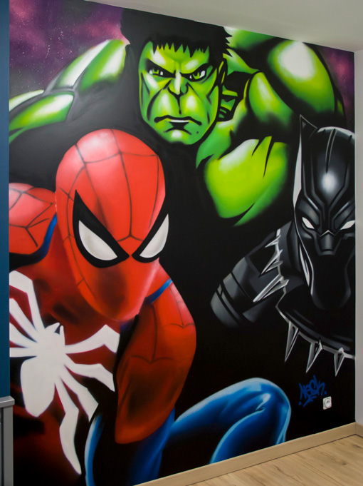 fresque chambre Marvel