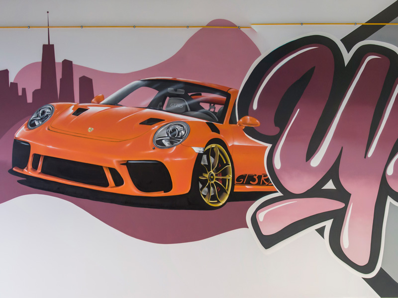 fresque graffiti Porsche