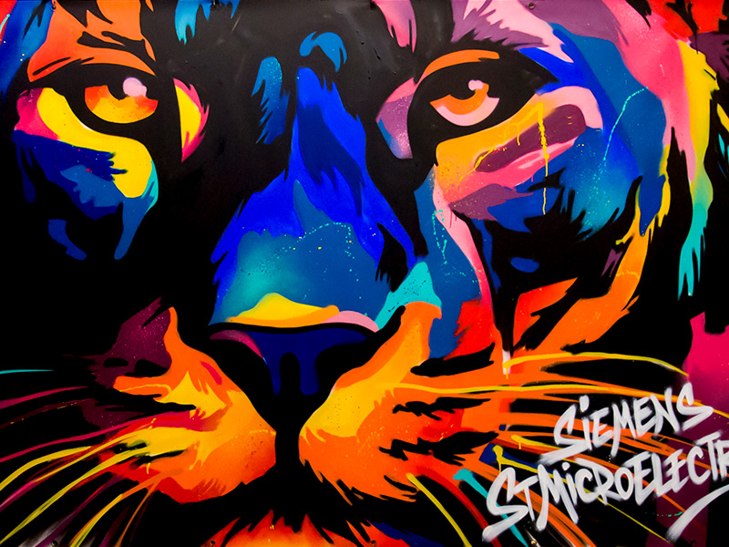 toile street-art tigre