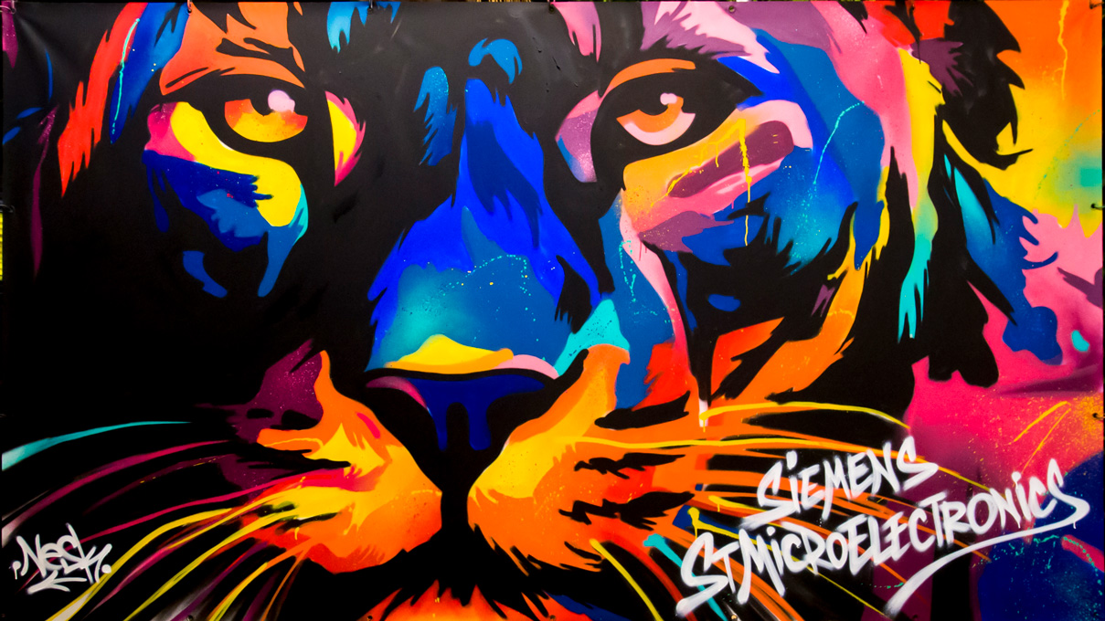 toile street-art tigre